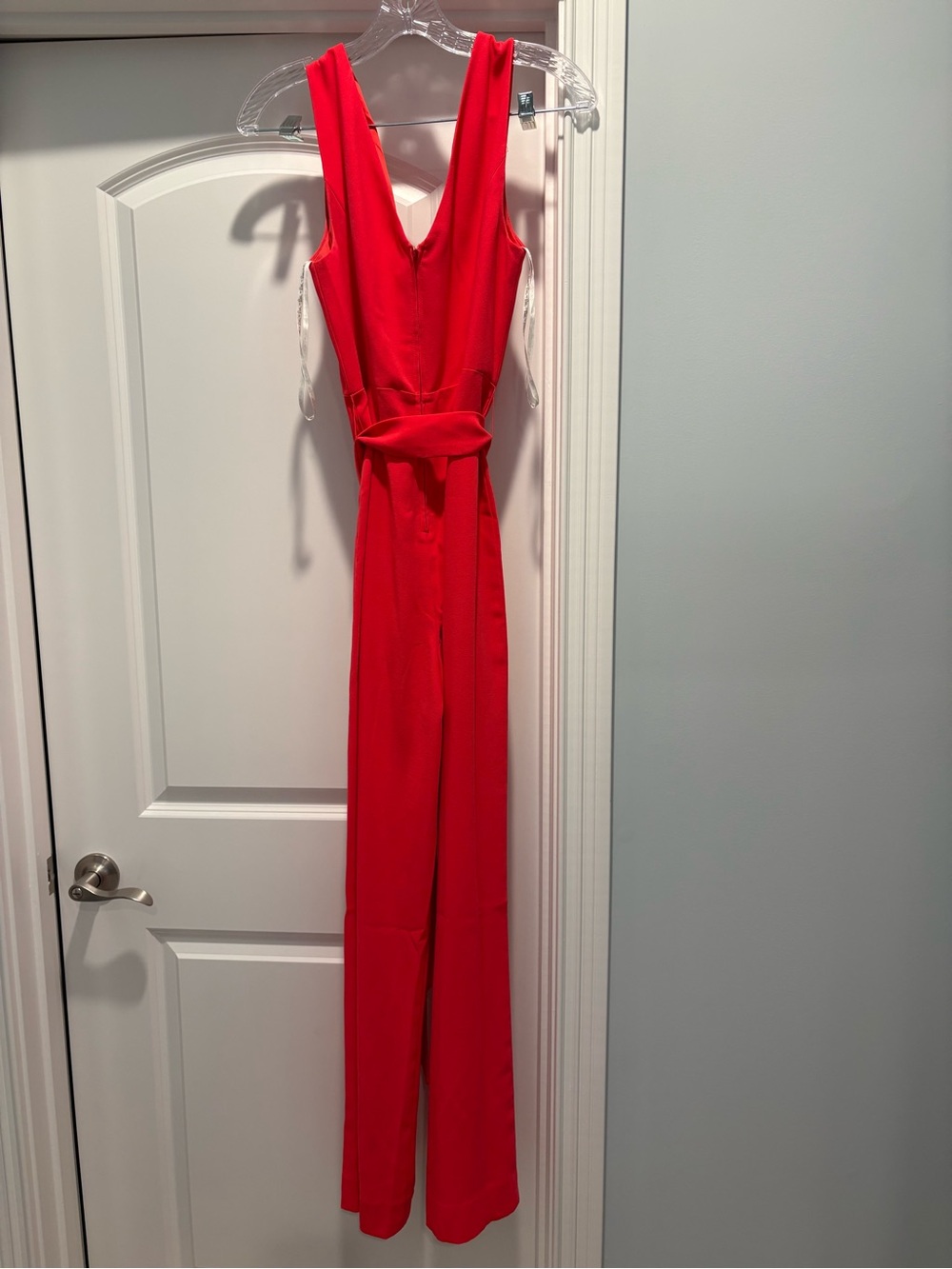 Lilly Pulitzer Red-Orange V-Neck Sleeveless Jumpsuit with Waist Tie - Picture 6 of 7